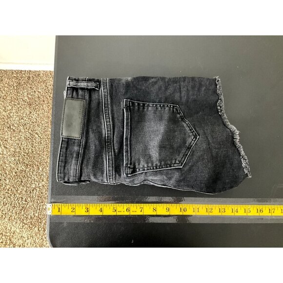 AllSaints Shorts Women 28 Off Black Distressed Mabel High‎ Waisted Raw Hem Denim - Picture 5 of 8